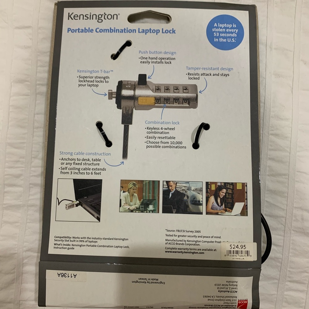 Portable Combination Laptop Lock - Picture 2 of 3